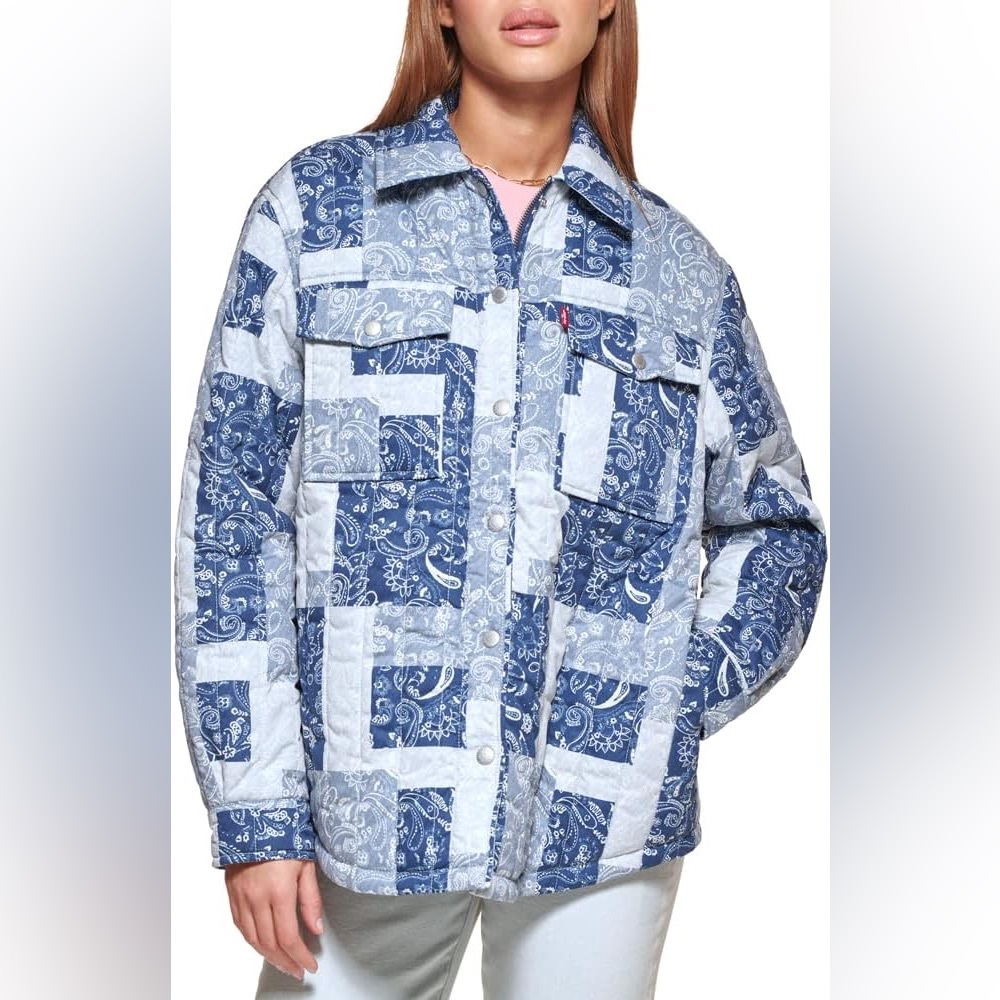 Levi's Blue Patchwork Bandana Quilted Jacket